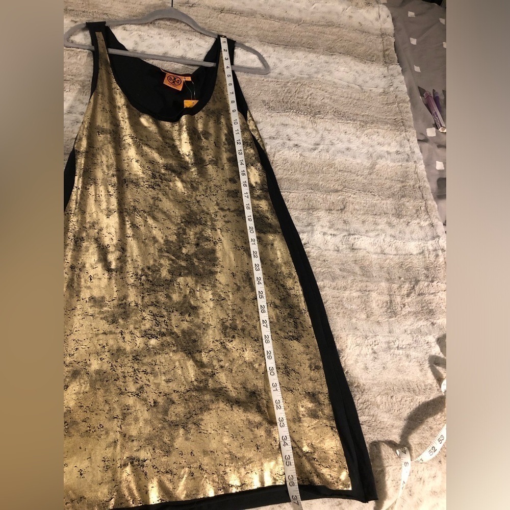 : : TORY BURCH New w/ Tag Metallic Gold & Black Sleeveless Dress : : - Picture 4 of 9